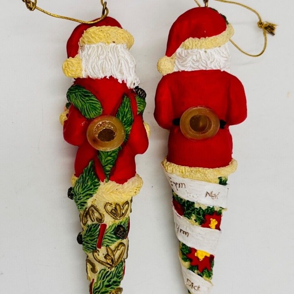 Santa Claus Christmas Ornament Light Covers 6" Resin Set of 2 Vintage - Picture 5 of 7